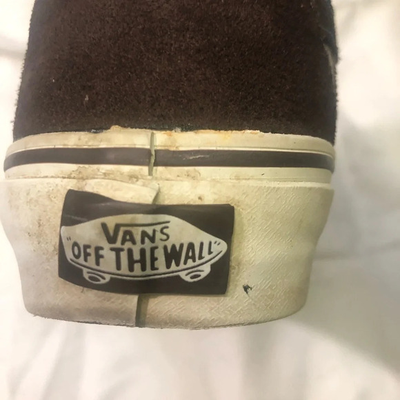 Vans Off The Wall Sk8-Hi shoes Brown Suede/Tan canvas/teal stitching US 6 - Picture 8 of 11